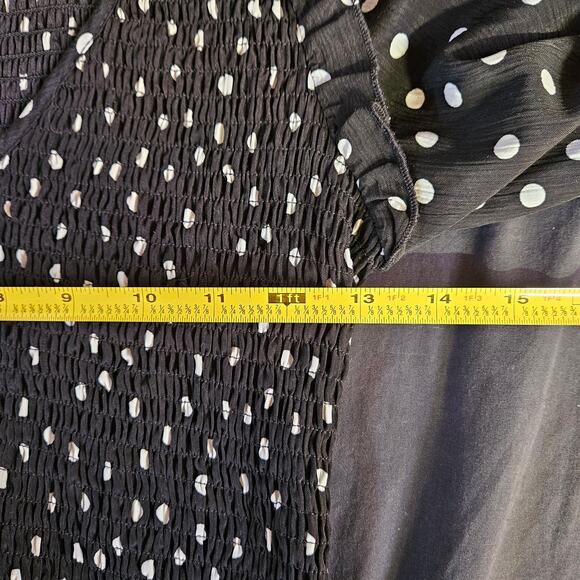 Code x Mode Black and White Polka Dot Top Size XS Ruffles Long Sleeve Y2K - Picture 6 of 8